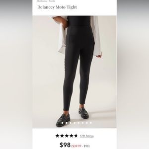 Athleta Delancey Moto Tight Size XXSP Color Black